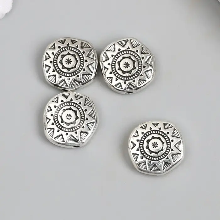 Бусина для творчества металл Бусина для творчества металл "Плоский круг. Солнце" 1,2х1,2 см