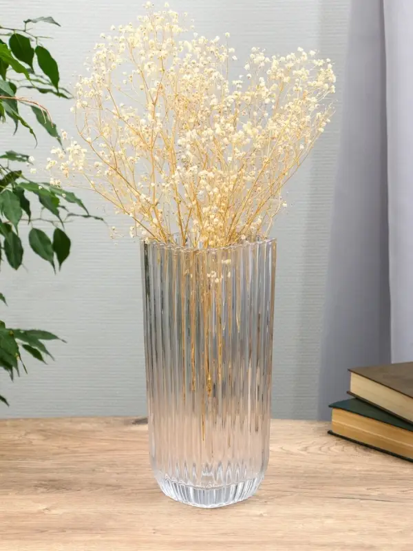 Ваза стекло настольная "Эдисон" полосы, 29х11,5 см, прозрачный