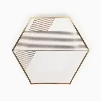 Набор посуды для праздника на 12 персон, белый с золотом (тарелки 23 см, стакан 250 мл)