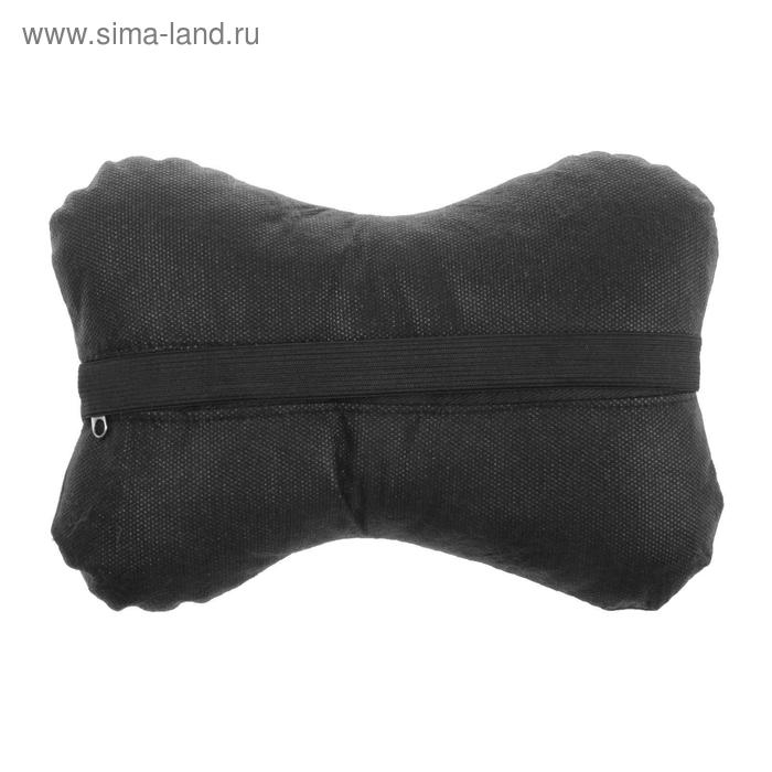 Подушка автомобильная косточка, на подголовник, экокожа, чёрный, 16х24 см Подушка автомобильная косточка, на подголовник, экокожа, чёрный, 16х24 см
