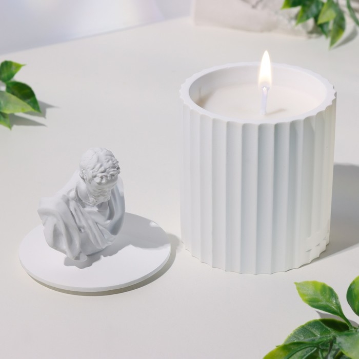 Свеча в бетоне ароматическая  Свеча в бетоне ароматическая "Микеланджело", 13х7 см, голубые колокольчики,соевый воск,160 г