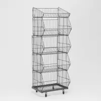 Накопитель разборный на колесах, 5 корзин, 50&times;43&times;147, серый
