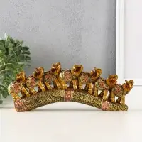 Фигурка полистоун &laquo;Семь африканских слонов в золотой, ажурной попоне&raquo;, 10.7&times;29&times;4 см
