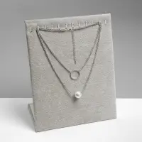 Подставка для кулонов, цепочек, браслетов QF, 12 крючков 20&times;10&times;25 см, бархатная, серая