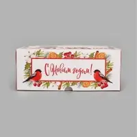 Коробка для 6 капкейков с окном подарочная новогодняя упаковка &laquo;С Новым годом&raquo;, 25&times;17&times;10 см
