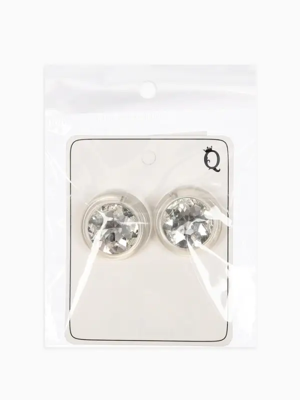 Серьги гвоздики &laquo;Кристалл. Круг&raquo;, белые