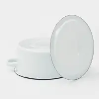 Кастрюля эмалированная, 2 л, d=19.5 см, с крышкой, без декора, белая