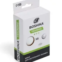 Мяч для настольного тенниса BOSHIKA Training 1*, набор 6 шт., ABS, цвет белый