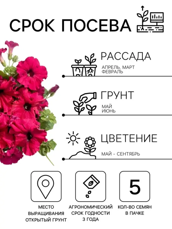 Семена цветов Петуния &laquo;Тоскана кьянти&raquo; крупноцветковая, F1, 5 шт., &laquo;АЭЛИТА&raquo;