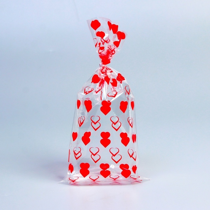Пакет фасовочный БОПП, Пакет фасовочный БОПП, "Сердца" 15*30 см набор 50 шт