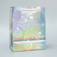 Пакет голографический «Звезда», MS 18 х 23 х 10 см