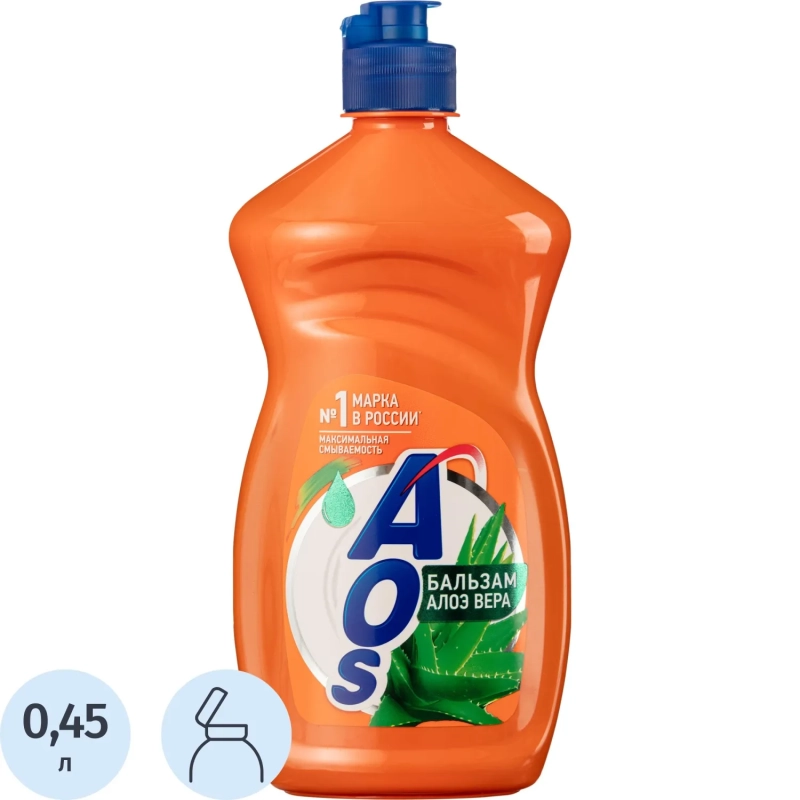 Средство для мытья посуды AOS Бальзам Алое вера 450гр