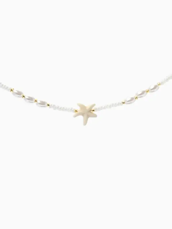Чокер "Морской мир" звезда, жемчуг, цвет белый в золоте