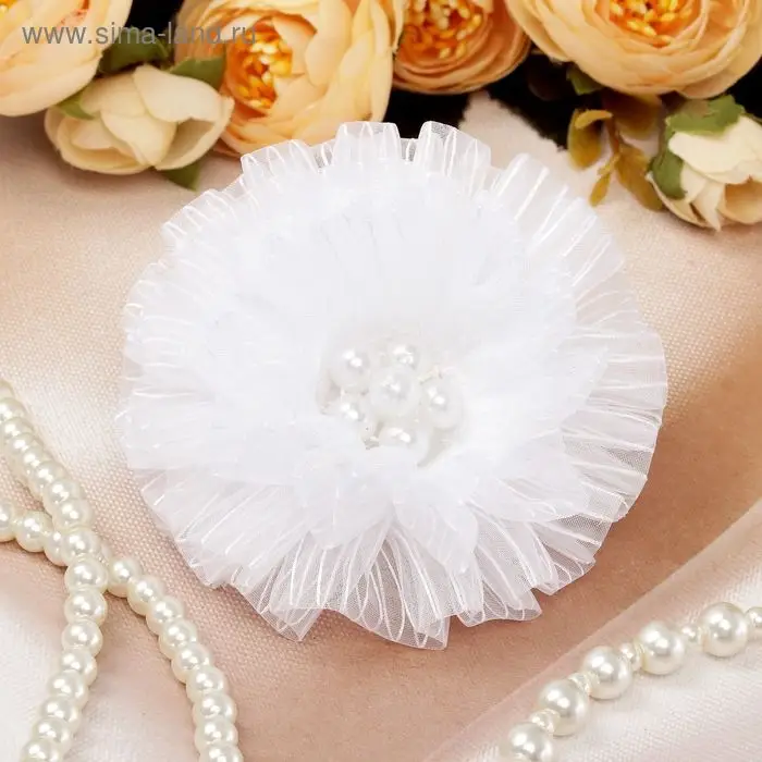 Резинка для волос бант «Школьница», полосатик, d=7 см, белая