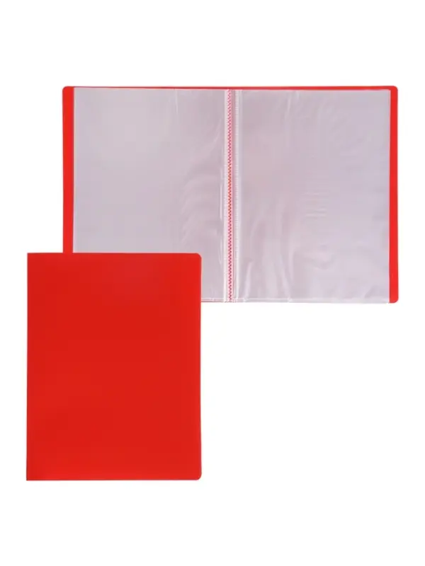 Папка с 40 вкладышами А4, 500 мкм, Calligrata, текстура &laquo;песок&raquo;, красная