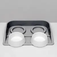 Миски с лотком &laquo;Феликс&raquo;, 300 мл, 41&times;30&times;6 см, пластик, серый лоток, белые миски