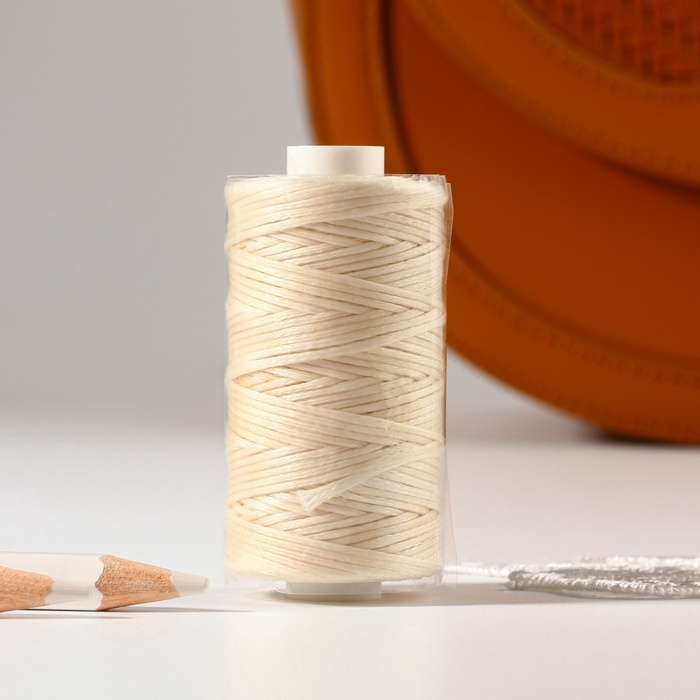 Нитки вощёные, плоские, 210D/16, 1 мм, 50 ± 2 м, цвет молочный Нитки вощёные, плоские, 210D/16, 1 мм, 50 ± 2 м, цвет молочный