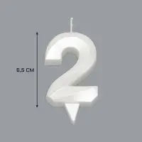 Свеча в торт «Грань», цифра 2, жемчужный, 6.5 см