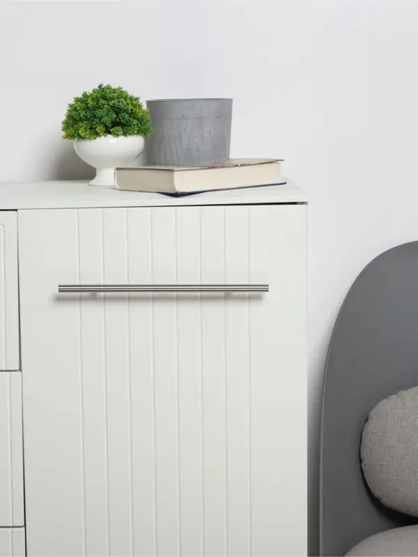 Ручка рейлинг ТУНДРА, облегчённая, d=12 мм, м/о 192/300 мм, внеш. ножка, цвет матовый никель