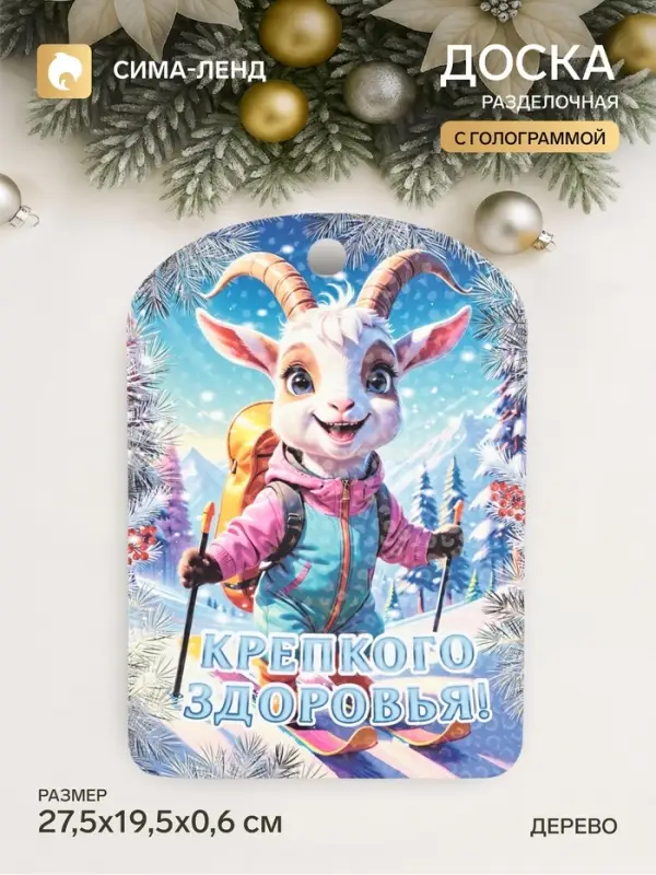 Доска разделочная сувенирная &laquo;Символ года. Крепкого здоровья&raquo;, 27.5&times;19.5&times;0.6 см, дерево, синяя