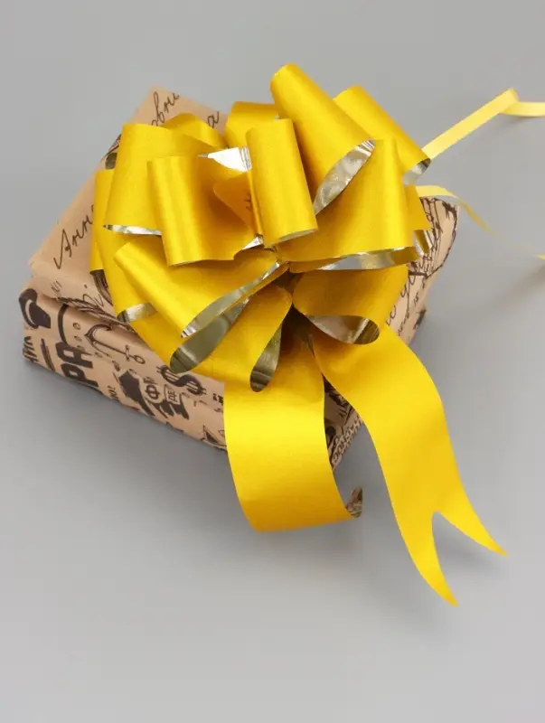 Подарочный бант - шар №5, золотой, для упаковки подарков