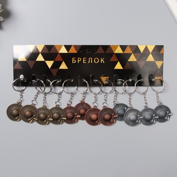 Брелок металл  Брелок металл "Шляпа с бантиком" МИКС 3,5х3,5 см