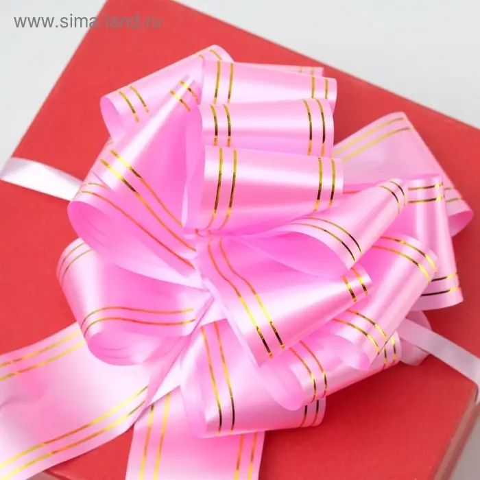 Бант - шар №5 «Золотые полосы», розовый Бант - шар №5 «Золотые полосы», розовый