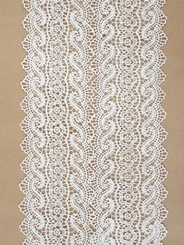 Кружево гипюровое, 105 мм, 6.8&plusmn;0.5 м, цвет белый
