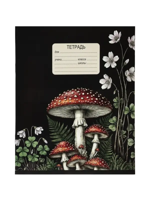 Тетрадь 10 штук, 12 листов в клетку Calligrata &laquo;Грибы&raquo;, блок офсет, 5 видов