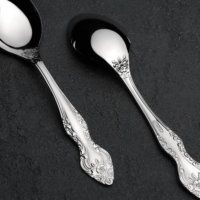 Ложка столовая &laquo;Тройка&raquo;, h=19 см, толщина 2 мм, цвет серебряный