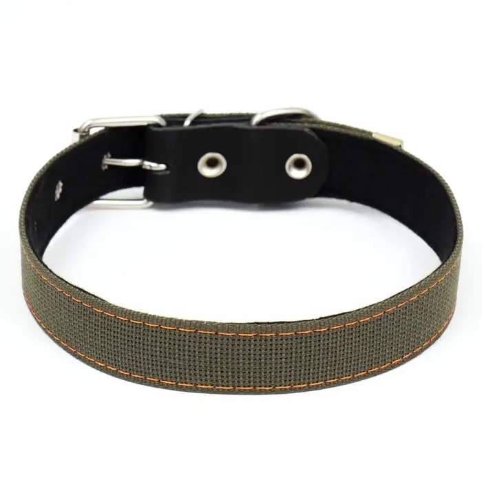 Ошейник брезентовый с подкладом, 72&times;3.5 см, ОШ 45-60 см, хаки