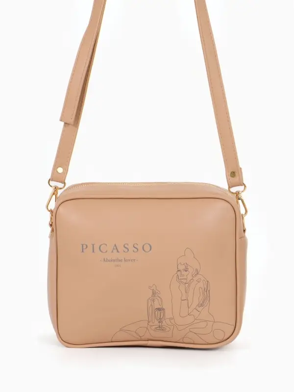 Сумка женская кросс-боди TEXTURA на молнии, 22&times;8&times;17 см, с принтом, бежевая