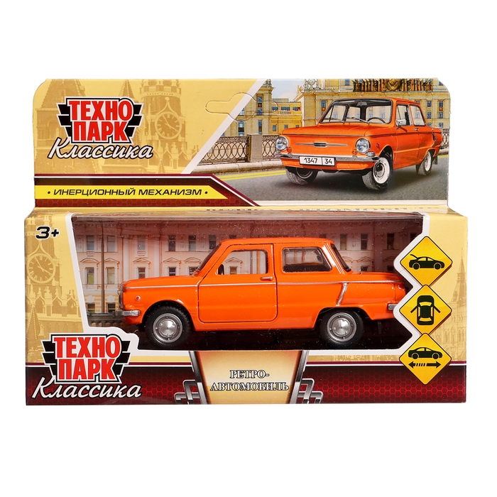 Машина металлическая «Запорожец», инерция, открываются двери, багажник, 12 см, оранжевый Машина металлическая «Запорожец», инерция, открываются двери, багажник, 12 см, оранжевый