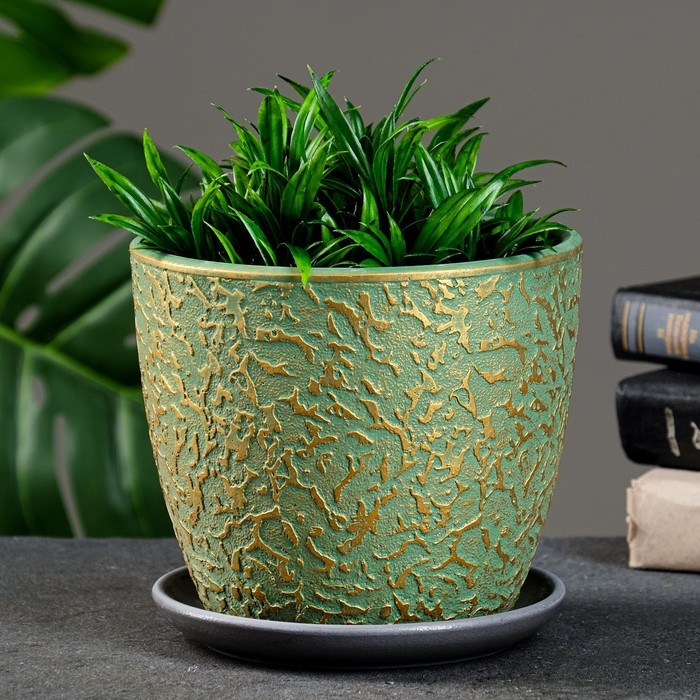 Горшок цветочный Горшок цветочный "Муар" зеленый бутон №3, 2,15л