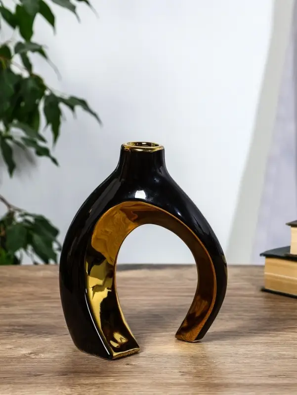 Ваза керамика настольная Ваза керамика настольная "Лари" (набор 2 шт) 22х20 d-4 см, чёрный