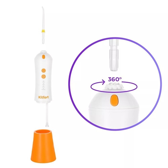 Ирригатор Kitfort КТ-2958-4, портативный, 200 мл, 4 режима, 3 насадки, от АКБ, белый Ирригатор Kitfort КТ-2958-4, портативный, 200 мл, 4 режима, 3 насадки, от АКБ, белый