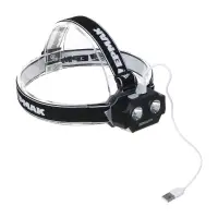 Фонарь налобный тм ЕРМАК, 2 P30 LED +3 SMD, 5 режимов, 1200мАч, 7,2х4,8х4см, USB кабель, пластик