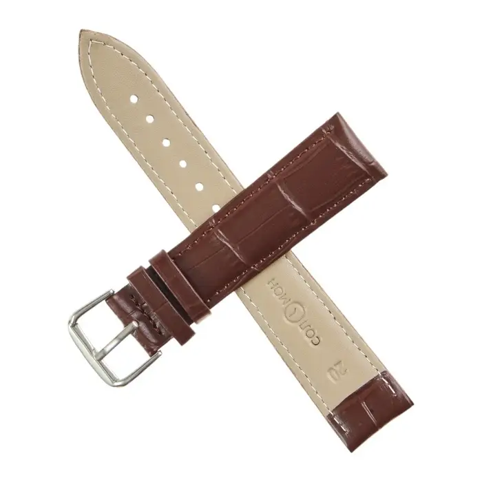 Ремешок для часов &laquo;Соломон&raquo; 20 мм, натуральная кожа, длина 20 см, коричневый с тиснением