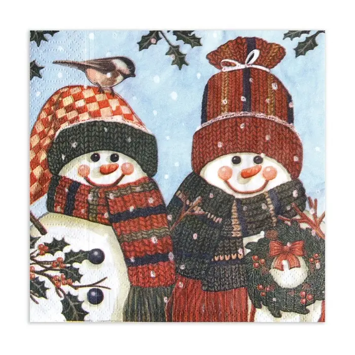 Салфетки новогодние бумажные New Line Fresco &laquo;Снеговички&raquo; 2 слоя, 33&times;33 см, 20 шт.