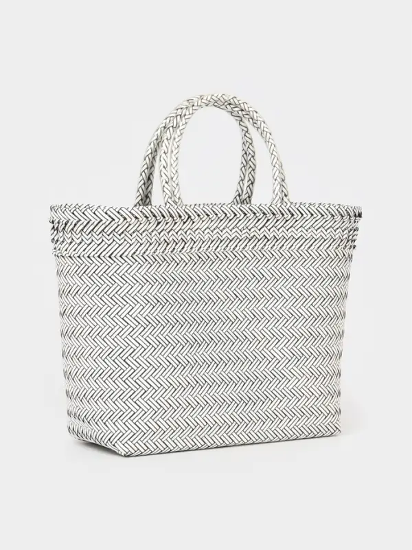 Сумка плетёная, 30&times;15&times;35 см, пластик, белая с чёрным