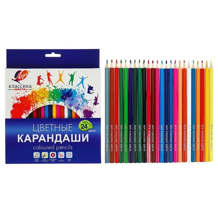 Карандаши цветные 24 цвета &laquo;Классика&raquo;, шестигранные