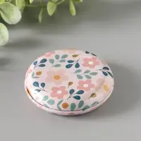 Шкатулка металл круглая "Цветы и листья" набор 12 шт 6,8х6,8х1,7 см