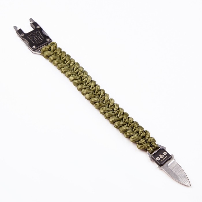 Браслет паракорд с ножом, хаки, 25см Браслет паракорд с ножом, хаки, 25см