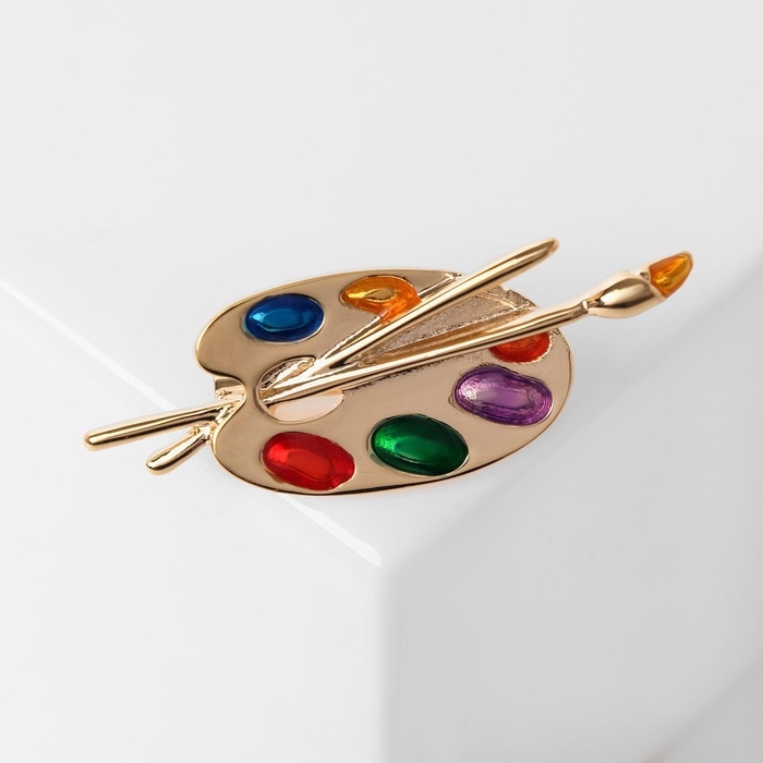 Брошь «Палитра» художника, цветная в золоте Брошь «Палитра» художника, цветная в золоте
