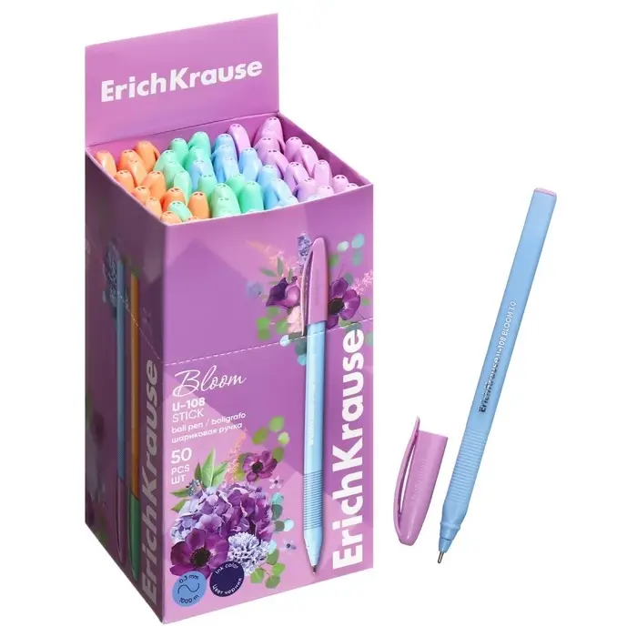 Ручка шариковая, ErichKrause, U-108 Stick Ручка шариковая, ErichKrause, U-108 Stick "Pastel Bloom" узел 1.0 мм цвет синяя