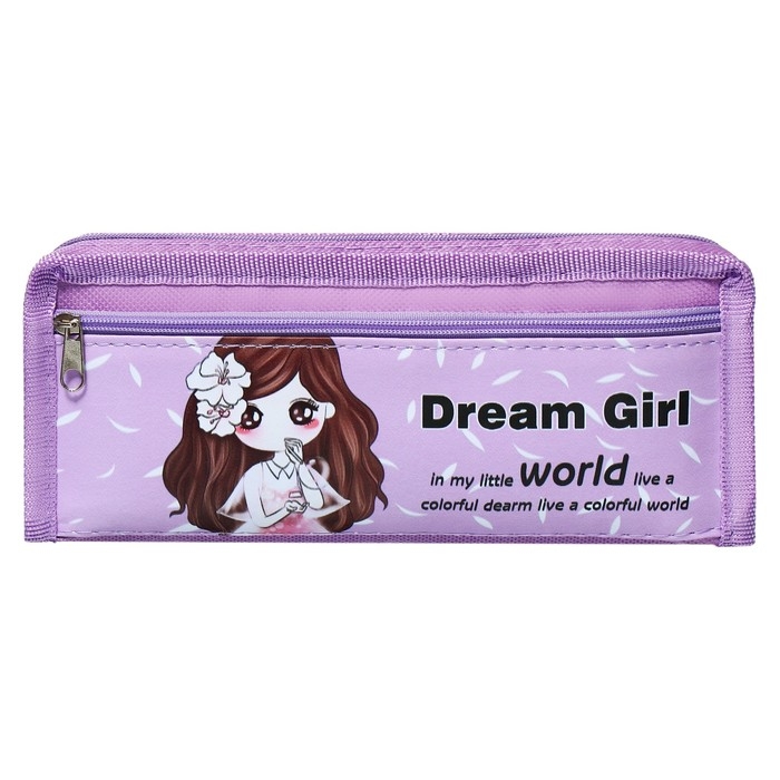 Пенал школьный на молнии Calligrata Пенал школьный на молнии Calligrata "Аниме", 2 отделения, сиреневый