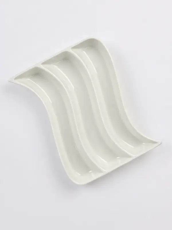 Блюдо для оливок, 3 ячейки, 17.5&times;14&times;2.5 см, фарфор, белое