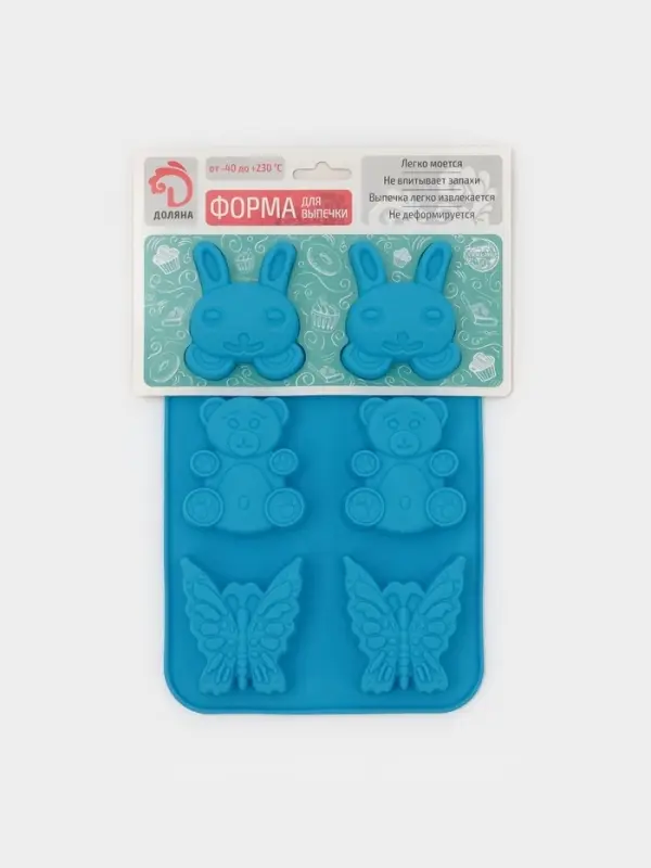 Форма для выпечки Доляна &laquo;Животные. Зоопарк&raquo;, силикон, 26&times;17 см, 6 ячеек (7.2&times;6.4 см), МИКС