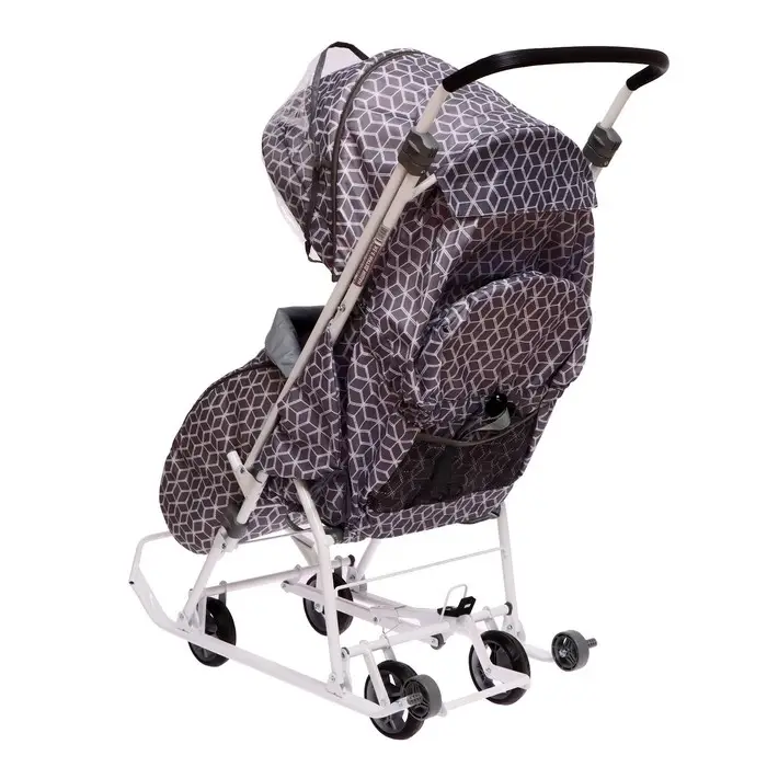 Санки-коляска «Наши детки 3-1К», принт: с ромбиками серый Санки-коляска «Наши детки 3-1К», принт: с ромбиками серый
