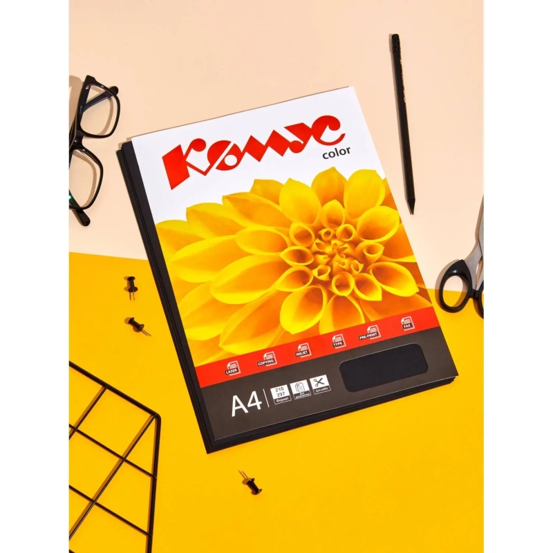Бумага цветная Комус Color (черный интенсив), 80г, А4, 50 л.